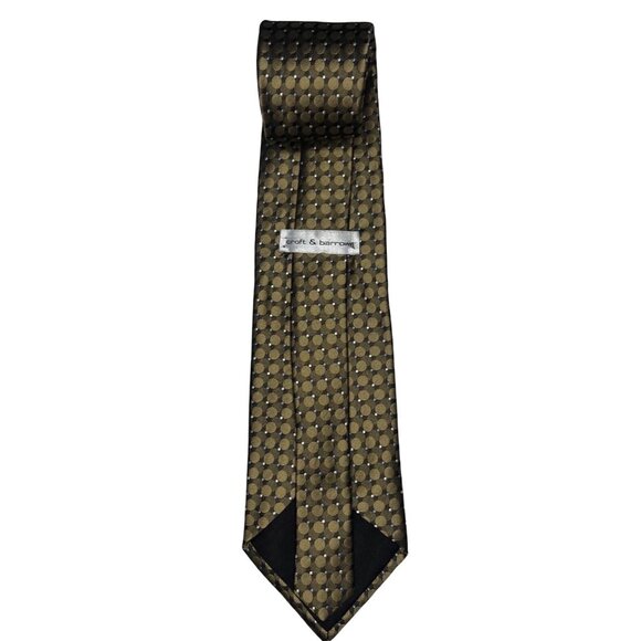 Croft &‎ Barrow 100% Silk Necktie Black and Gold Geometric Hand Made Classic Tie - Picture 4 of 8
